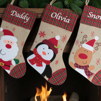 Personalised Christmas Stocking Printed Tartan Stocking