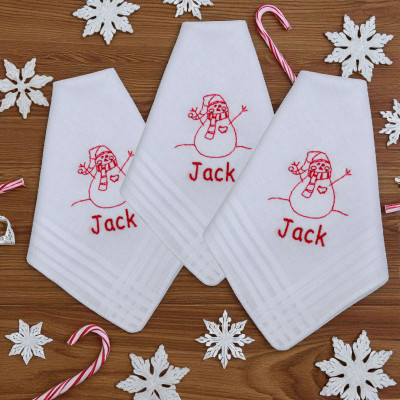 Childrens Christmas Handkerchiefs Personalised Snowman Hankies