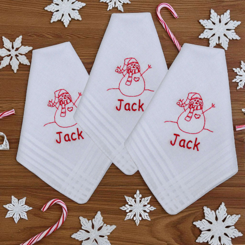 Childrens Christmas Handkerchiefs Personalised Snowman Hankies