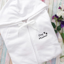 Dog Mama Hoodies Womens Fit White Zip Hoody