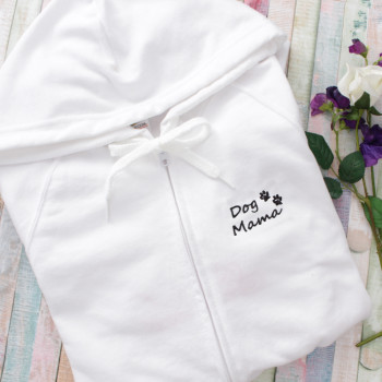 Dog Mama Hoodies Womens Fit White Zip Hoody