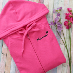Embroidered Mama Hoodie Pink Womens Zip Up Hoody