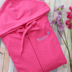 Sister Embroidered Hoodie Hot Pink Womens Loungewear