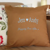 Embroidered Cushion Personalised Anniversary Cushion in Mocha