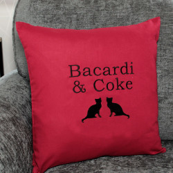 Cats Embroidered Cushion Choose a colour and names