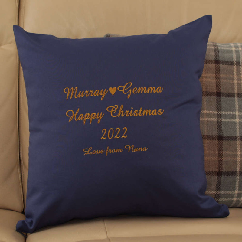 Embroidered Cushion Personalised Message Celebration Gift