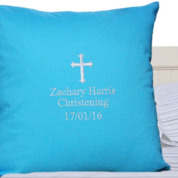 Christening Cushions Personalised Blue Cushion