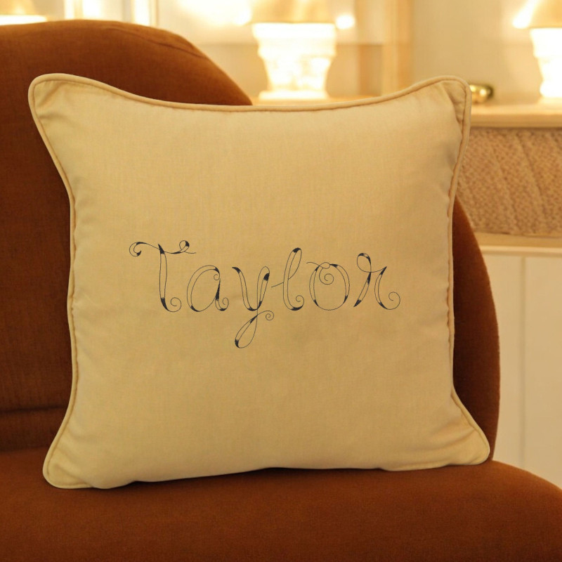 Personalised Throw Cushions Vintage Style Stitched Name Throw Pillow