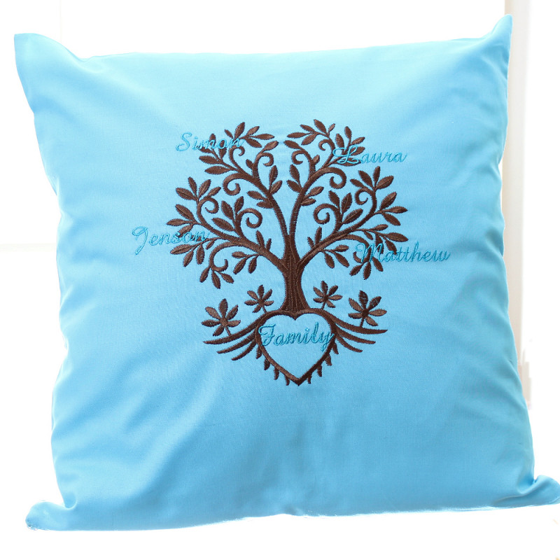 Embroidered Cushion Personalised Family Tree Gift