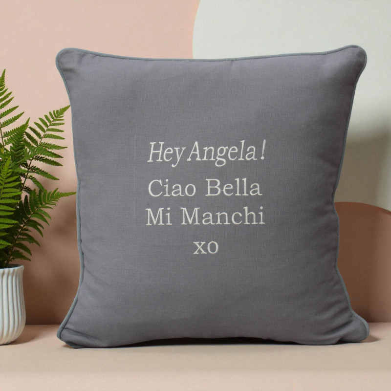 Embroidered Message Cushion Personalised Gift Throw Pillow