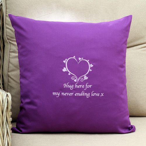 Personalised Cushions Message Love Heart Embroidery