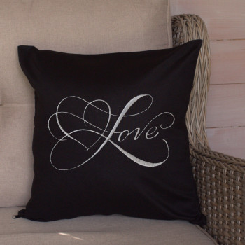 Embroidered Cushions Love Embroidered Throw Cushion