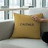 mustard yellow business logo cushion