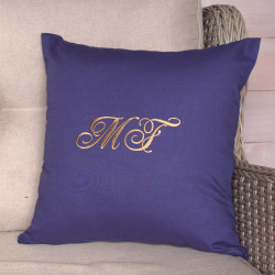 Embroidered Cushion Navy Monogramed Cushion