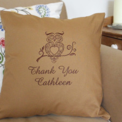 Bespoke Cushion Cover Owl Embroidered Cushion