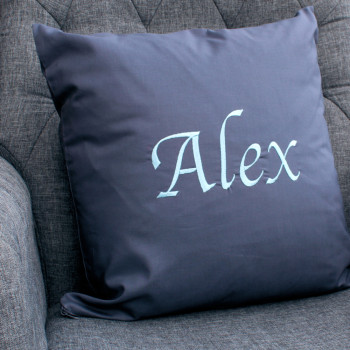 Embroidered Cushion Personalised Grey Cushion