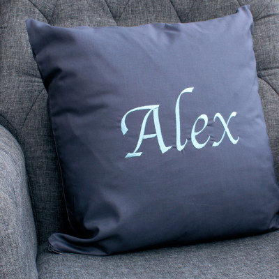 Embroidered Cushion Personalised Grey Cushion