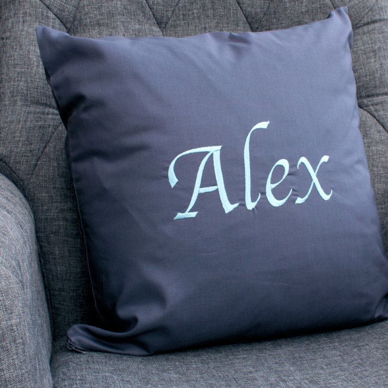 Embroidered Cushion Personalised Grey Cushion