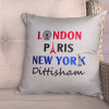 Personalised Cushion London Paris NY Embroidered Cushion