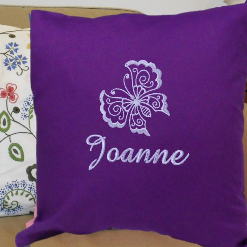 Personalised Cushion Embroidered Butterfly Throw Pillow