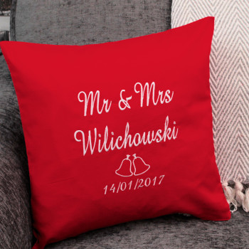 Personalised Wedding Bells Cushion Embroidered Pillow