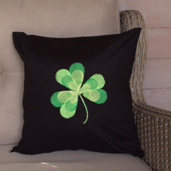 Shamrock Clover Cushion Embroidered Throw Pillow