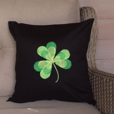 Shamrock Clover Cushion Embroidered Throw Pillow