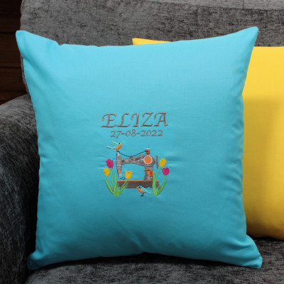 Embroidered Throw Cushion Spring Flowers Sewing Cushion