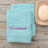 Personalised Face Flannels Aqua Blue Embroidered Face Cloths Pair