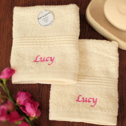 Personalised Flannels Cream Embroidered Face Cloths Pair