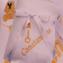Personalised Newborn Blanket Baby Rattle Fleece Blanket with Ribbon