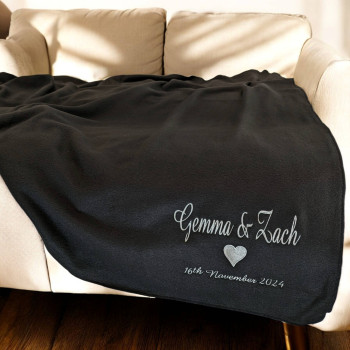 Personalised Fleece Blanket Black Throw