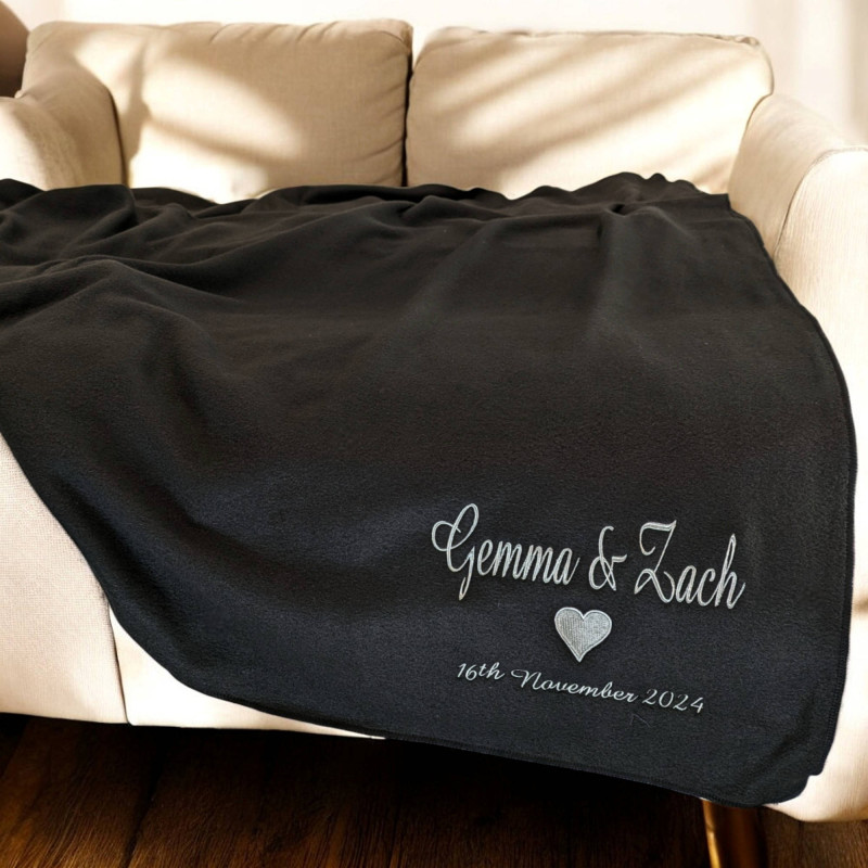 Personalised Fleece Blanket Black Throw