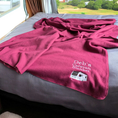 Caravan Blankets Personalised Embroidered Throw Modern Caravan Motif