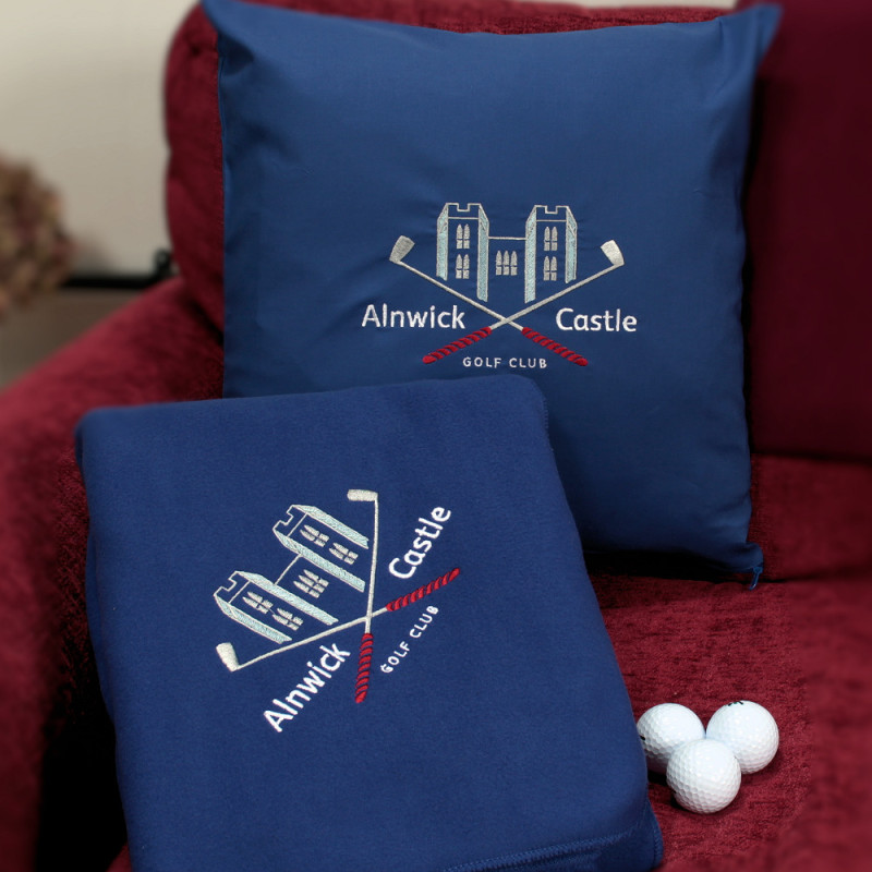 Personalised Logo Blanket Set Embroidered Cushion and Throw