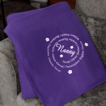Embroidered Throw Blanket Family Names Personalised