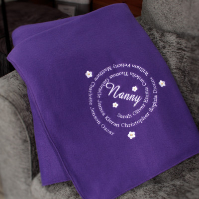 Embroidered Throw Blanket Family Names Personalised