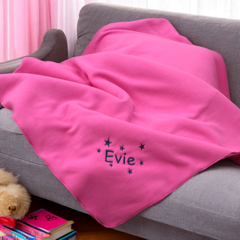 Personalised Girls Blankets Scatter Stars Fleece Throw