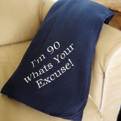 Personalised Fleece Throw Embroidered Navy Blanket