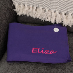 Personalised Childrens Blanket Purple Named Cosy Fleece