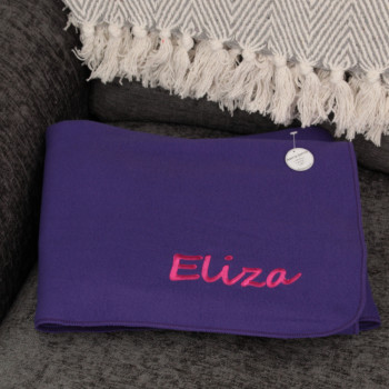 Personalised Childrens Blanket Purple Named Cosy Fleece