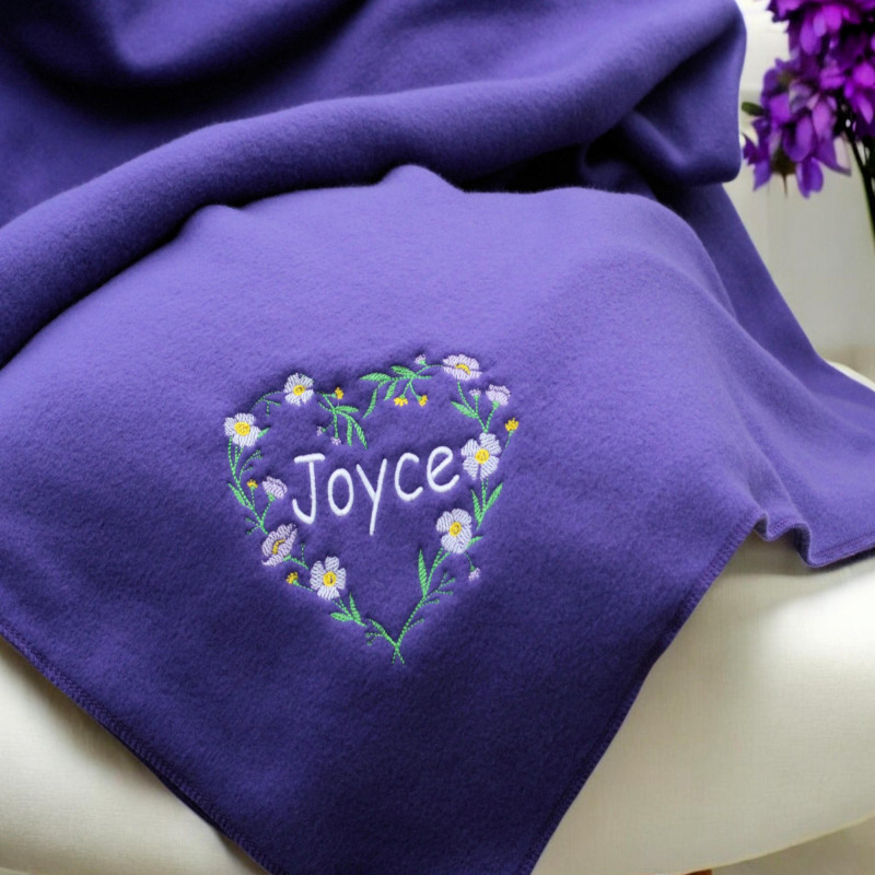 Floral Heart Blanket Personalised Throw Choose Colour
