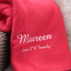 Personalised Blanket Red Fleece Throw Embroidered