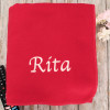 Personalised Blanket Red Fleece Throw Embroidered