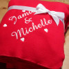 Red Fleece Blanket Personalised Love Hearts Throw