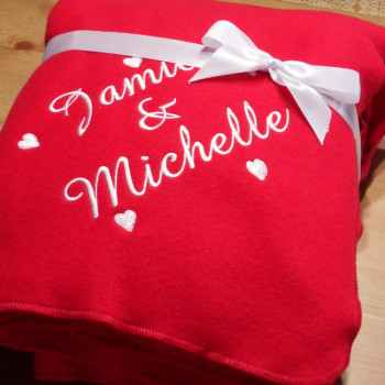 Red Fleece Blanket Personalised Love Hearts Throw