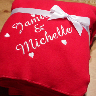 Red Fleece Blanket Personalised Love Hearts Throw