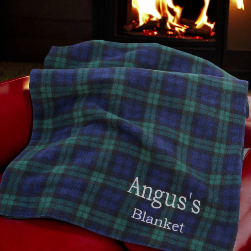 Personalised Throw Blanket Blackwatch Tartan Fleece
