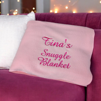 Personalised Blanket Pink Throw Custom Embroidered