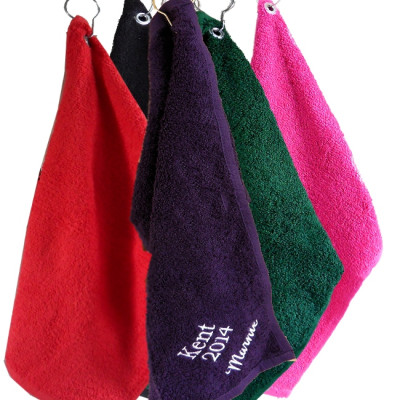 Personalised Golf Towel Navy Blue Golf Towel with Metal Hanger